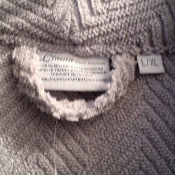 Linum Home Textiles Turkish Robe UNISEX L/XL Tan-Gray Herringbone Cotton NEW - Picture 7 of 7